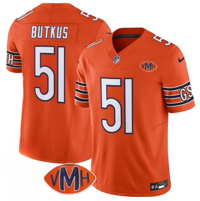 Men's Orange Chicago Bears #51 Dick Butkus 2025 F.U.S.E. With VMH Patch Vapor Untouchable Limited Stitched Football Jersey